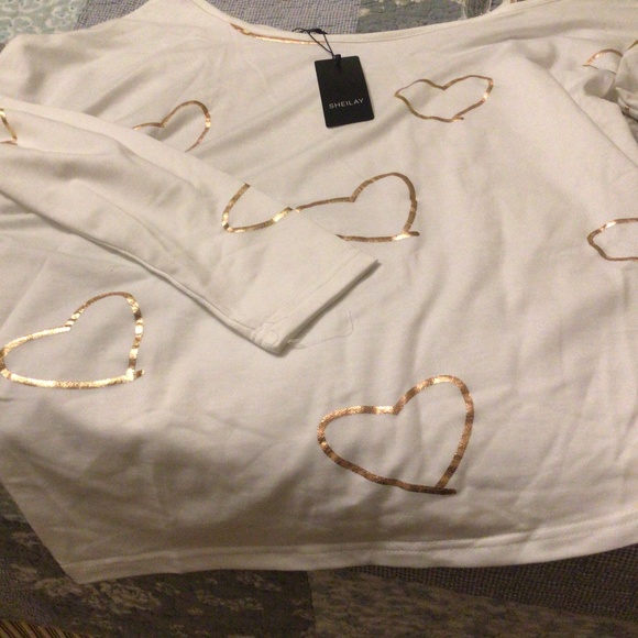 - HP💝Print sequin heart one shoulder blouse … - Picture 3 of 6